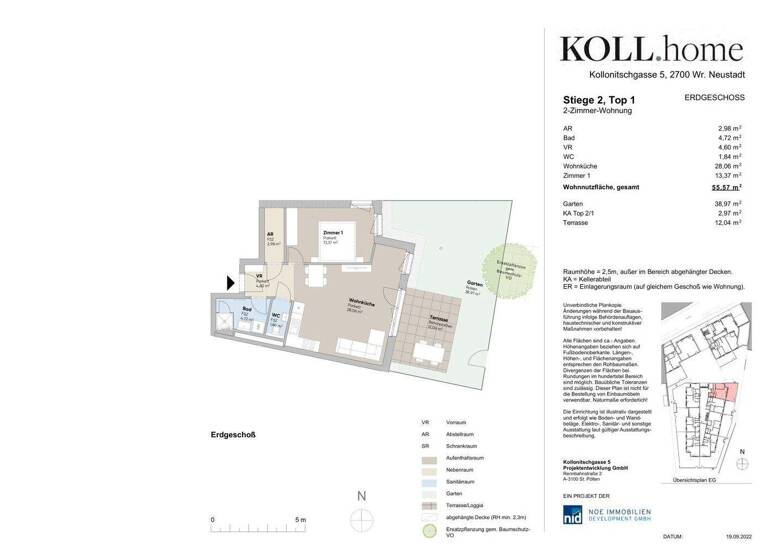 Wohnung zum Kauf - Erstbezug provisionsfrei 256.000 € 2 Zimmer 55,6 m² EG Kollonitschgasse 5 Wiener Neustadt 2700