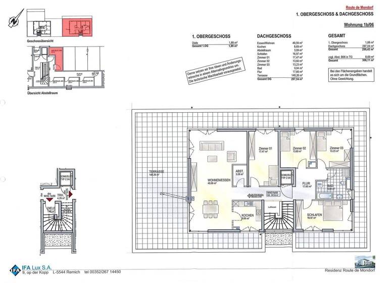 Penthouse zum Kauf - Erstbezug 2.108.700 € 5 Zimmer 299,4 m² 1. Geschoss frei ab sofort Remich 5552