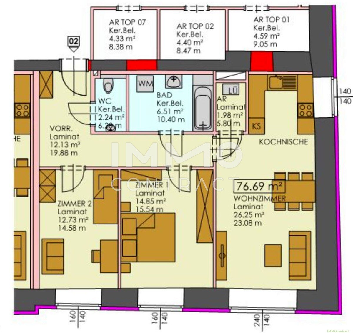 Wohnung zur Miete 798 € 3 Zimmer 76,7 m²<br/>Wohnfläche Neumarkt an der Ybbs 3371