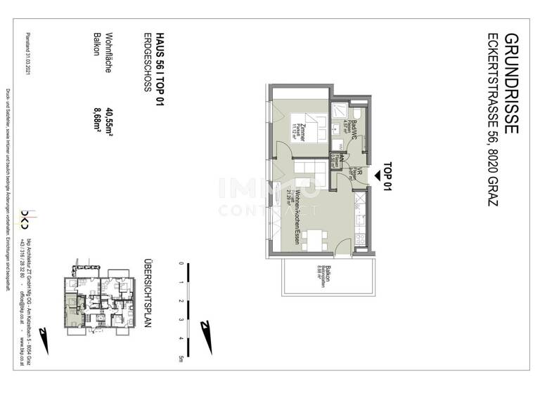 Wohnung zur Miete 447 € 2 Zimmer 40,6 m² EG Eckertstraße 56 Eggenberg Graz 8020