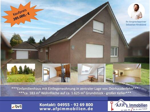 Einfamilienhaus zum Kauf 289.000 € 6 Zimmer 183 m² 1.625 m² Grundstück Ostrhauderfehn 26842