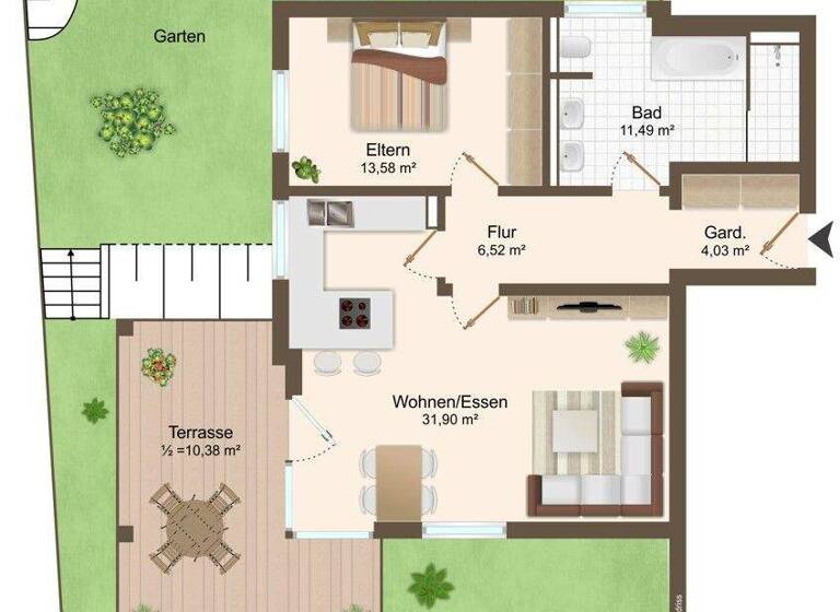 Wohnung zum Kauf - Erstbezug 299.000 € 2 Zimmer 77,9 m² EG frei ab sofort Bogen 94327