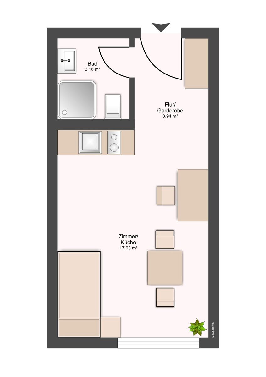 Wohnung zur Miete 500 € 1 Zimmer 25,2 m²<br/>Wohnfläche 3.<br/>Geschoss 01.12.2024<br/>Verfügbarkeit Elisenstraße 23 Johannstadt-Nord (Elsasser Str.) Dresden 01307