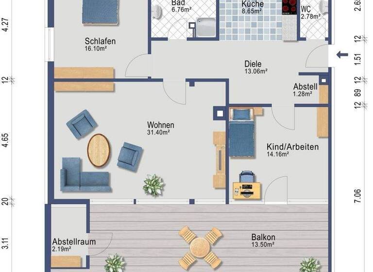 Wohnung zur Miete 1.210 € 3 Zimmer 96,7 m² Schleswig 24837