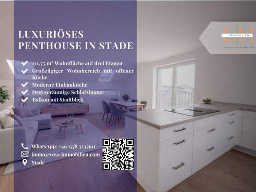 Penthouse zur Miete 1.900 € 4 Zimmer 112,8 m² 2. Geschoss Stade 21680