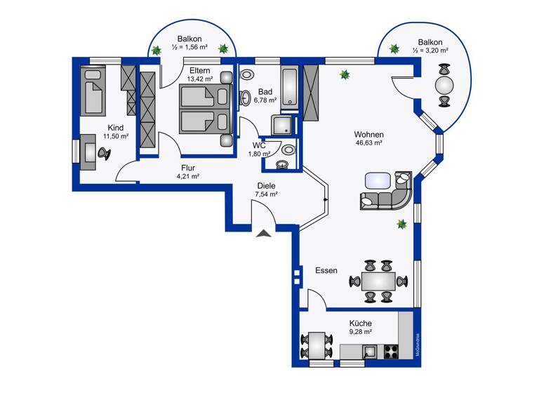 Wohnung zum Kauf 920.000 € 3 Zimmer 106 m² 1. Geschoss frei ab sofort Trudering-Riem München 81827