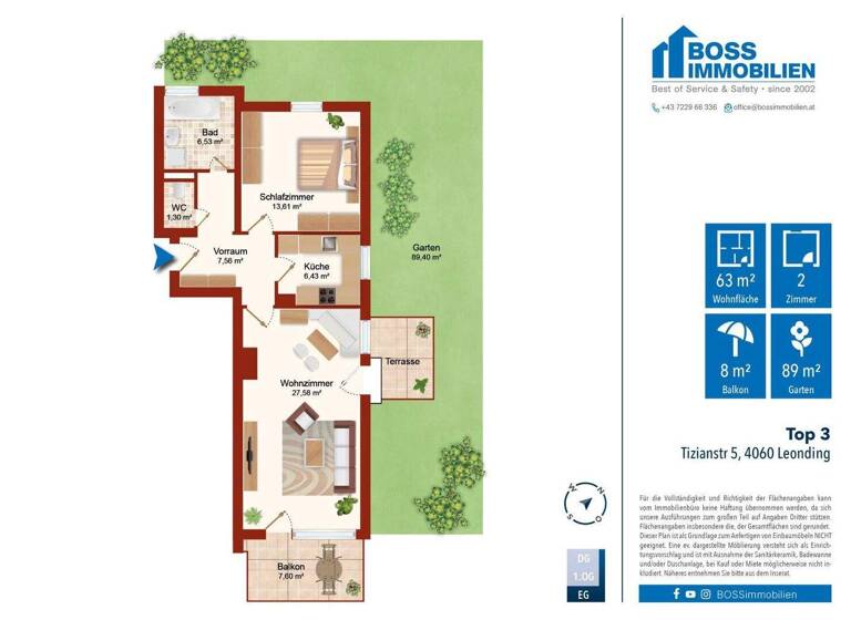Wohnung zum Kauf 265.000 € 63 m² EG Tizianstraße 5 Leonding 4060