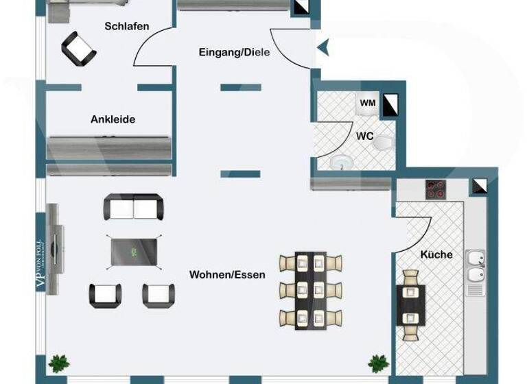 Wohnung zur Miete 1.100 € 2 Zimmer 106,6 m² EG Homburg 66424