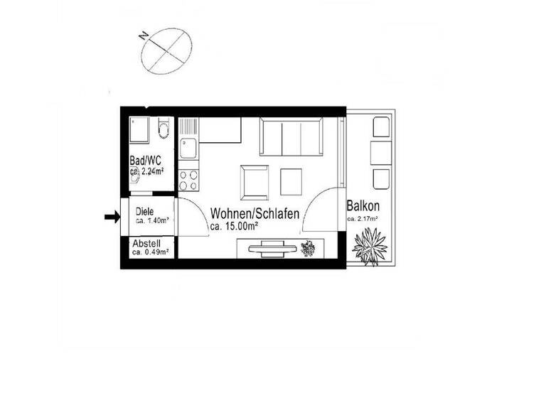 Wohnung zum Kauf 242.000 € 1 Zimmer 21,3 m² 1. Geschoss Schwabing-West München 80796