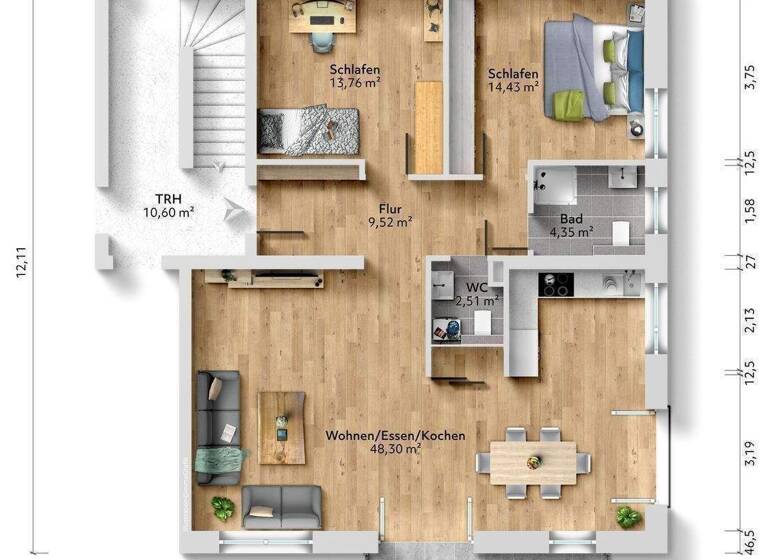 Wohnung zum Kauf 488.000 € 3 Zimmer 100 m² 1. Geschoss frei ab sofort Hofmarkstraße 10 Niedertraubling Obertraubling 93083