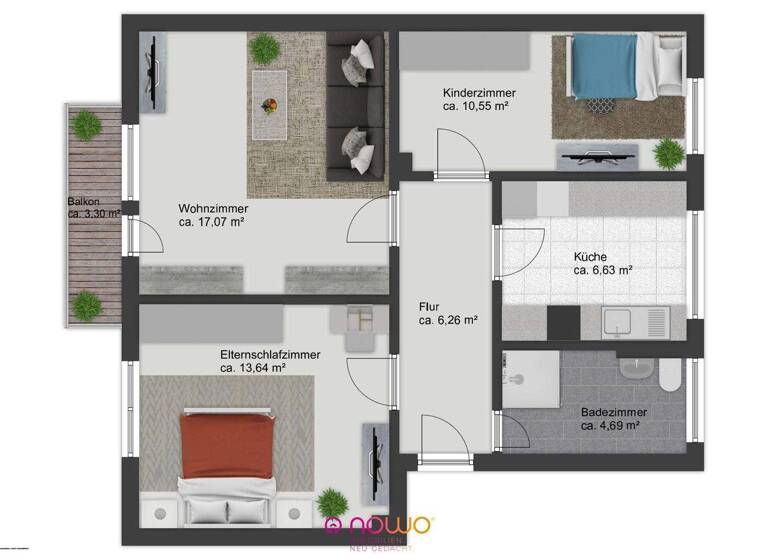 Wohnung zum Kauf 129.000 € 3 Zimmer 59,7 m² EG Thiede Salzgitter 38239