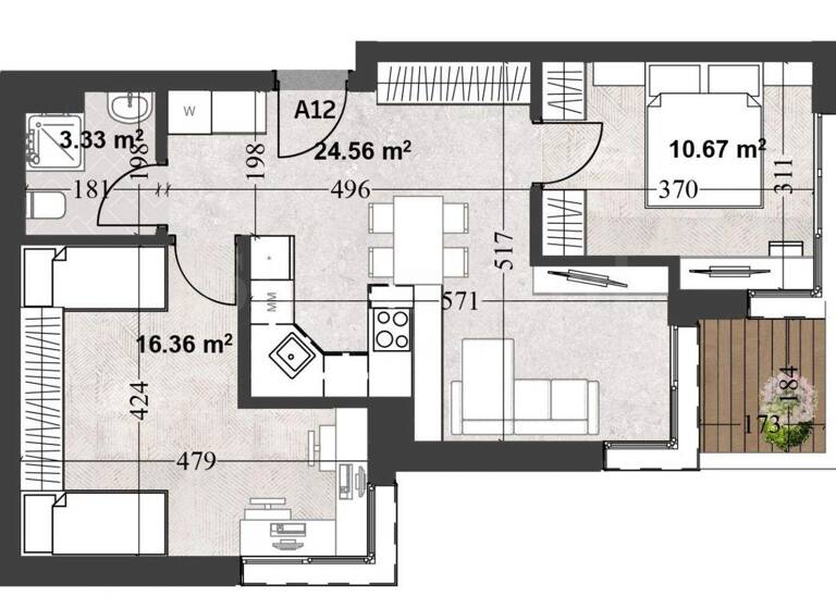 Studio zum Kauf 210.500 € 3 Zimmer 83 m² Sofia