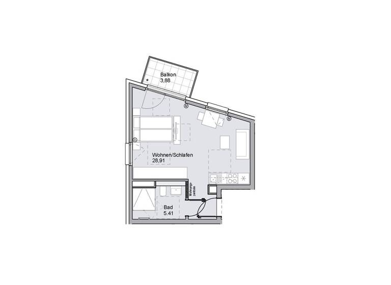 Studio zur Miete 699 € 1 Zimmer 36,3 m² 2. Geschoss frei ab sofort Scharrerstraße 5 St Peter Nürnberg 90478