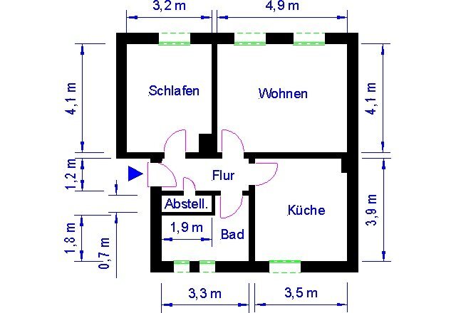 Wohnung zur Miete 399 € 2 Zimmer 57,8 m²<br/>Wohnfläche 1.<br/>Geschoss Holzweg 11 Junkerssiedlung Magdeburg 39128