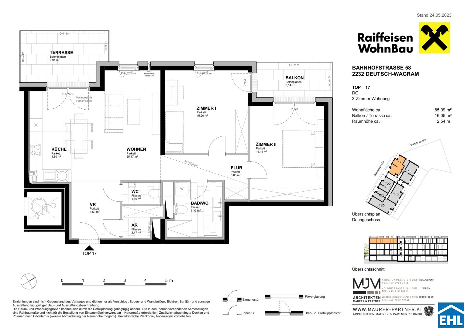 Wohnung zum Kauf 468.500 € 3 Zimmer 85,1 m²<br/>Wohnfläche 3.<br/>Geschoss Bahnhofstraße Deutsch-Wagram 2232