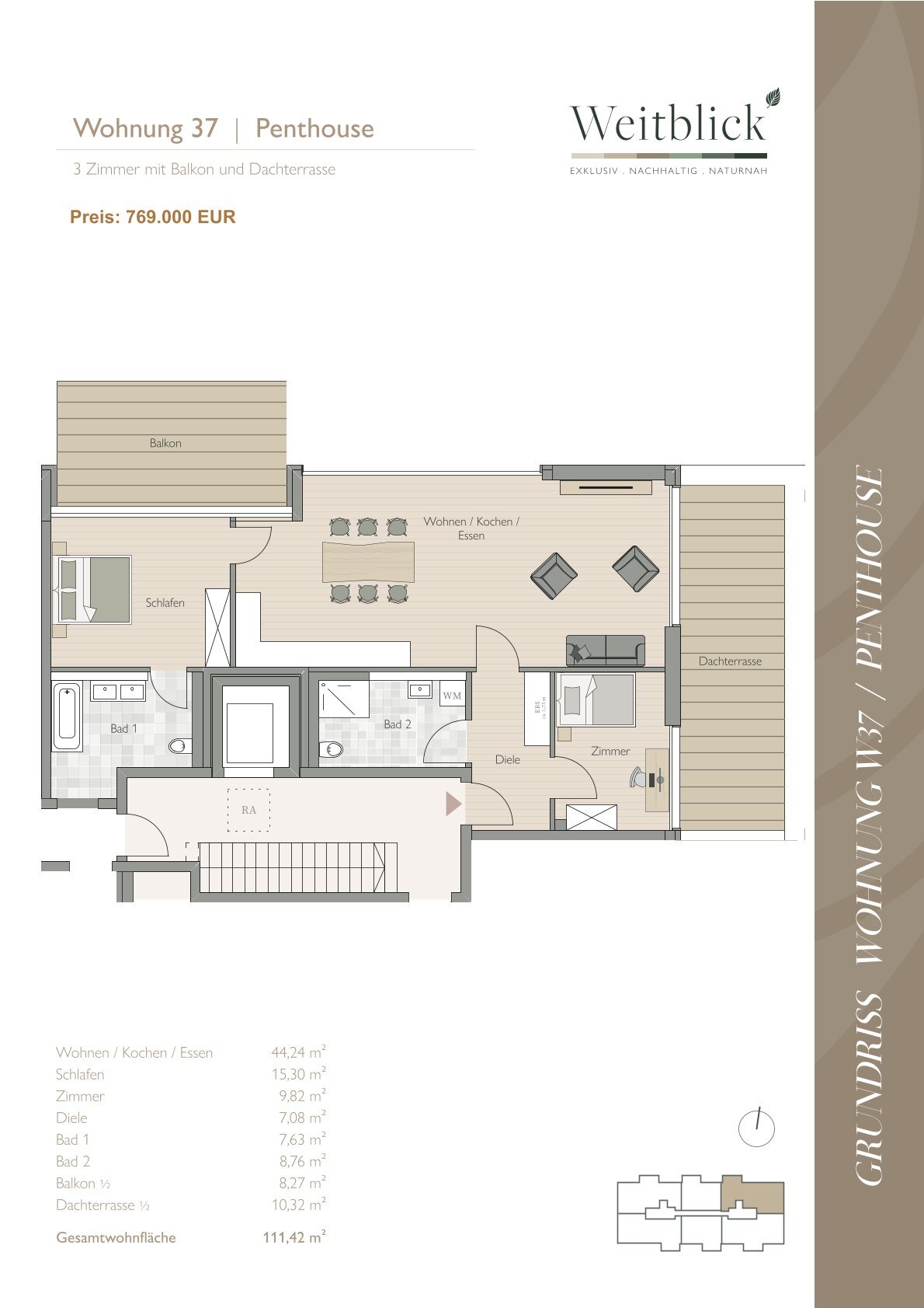 Penthouse zum Kauf 769.000 € 3 Zimmer 111,4 m²<br/>Wohnfläche 01.11.2025<br/>Verfügbarkeit Planungsbezirk 114 Straubing 94315