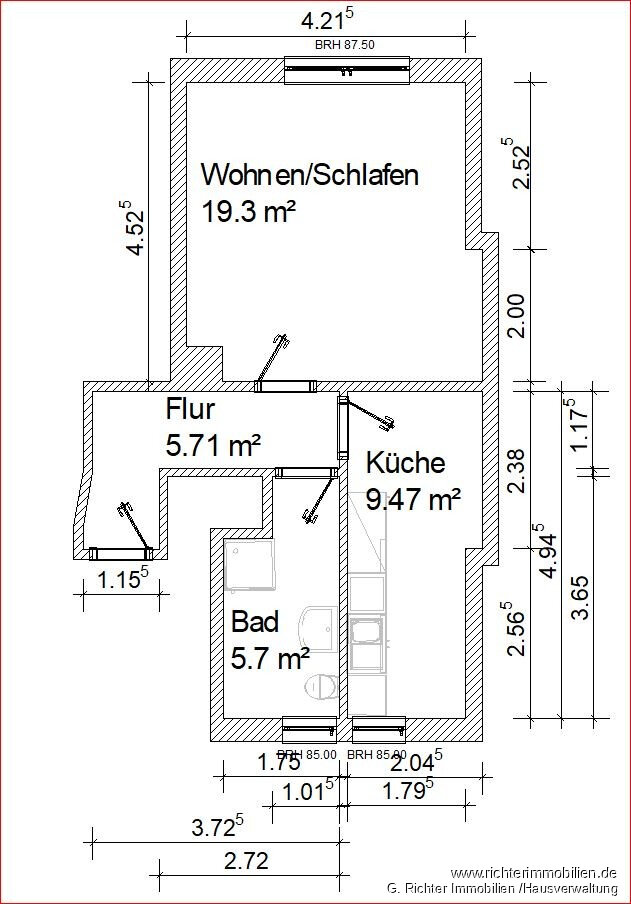 Wohnung zur Miete 240 € 1 Zimmer 36 m²<br/>Wohnfläche Unterhofstraße 4 Scheunenviertel Freiberg 09599