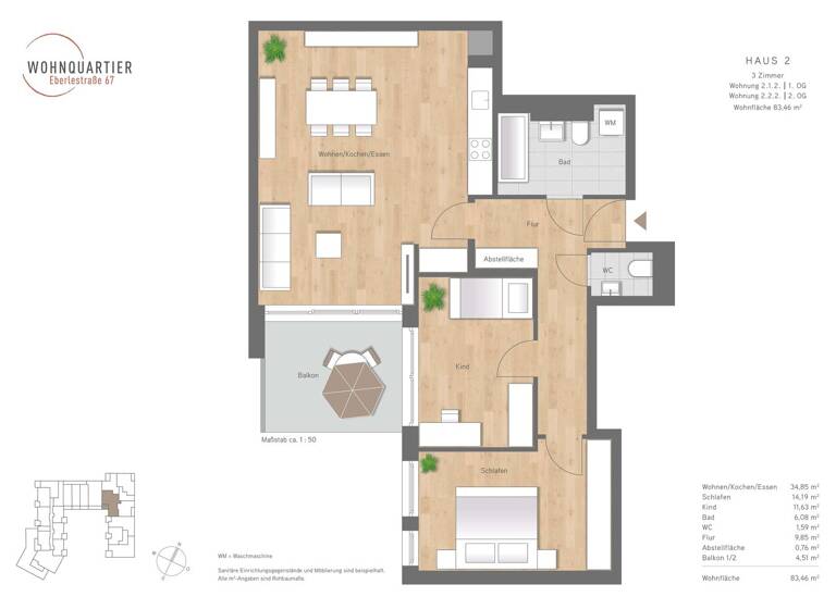 Wohnung zum Kauf provisionsfrei 649.000 € 3 Zimmer 84 m² 2. Geschoss Pfersee Augsburg 86157