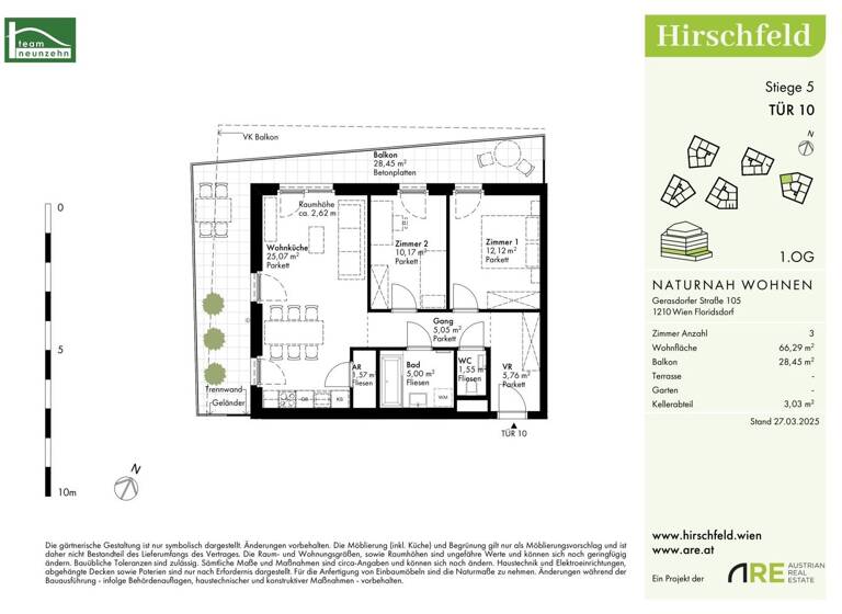 Wohnung zum Kauf - Erstbezug provisionsfrei 415.000 € 3 Zimmer 66,3 m² 1. Geschoss Gerasdorfer Straße 105 Wien 1210