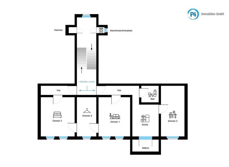 Wohnung zur Miete 720 € 4 Zimmer 102,7 m² frei ab 01.04.2026 Gartenstraße 28 Weißwasser/O.L. 02943