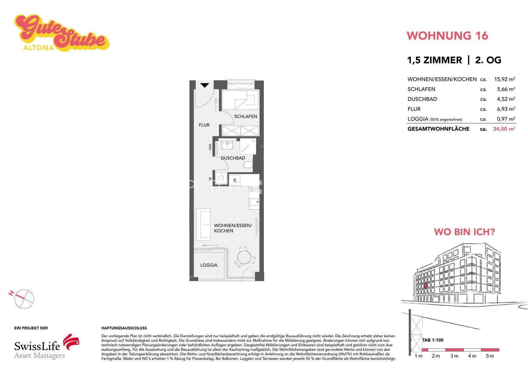 Wohnung zum Kauf provisionsfrei 364.900 € 1,5 Zimmer 34 m²<br/>Wohnfläche 2.<br/>Geschoss Altona - Altstadt Hamburg 22767