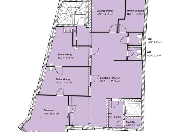 Praxis zur Miete 1.100 € 5 Zimmer 135,5 m² Bürofläche Wallstraße 10+11 Altenburg 04600