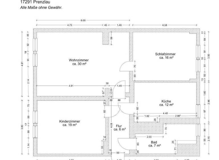 Wohnung zur Miete 955 € 3 Zimmer 86,8 m² 3. Geschoss frei ab 01.06.2026 Bergstraße 10 Prenzlau 17291