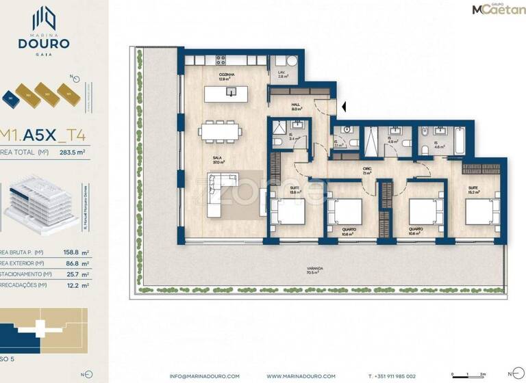 Studio zum Kauf 1.035.000 € 5 Zimmer 159 m² Vila Nova de Gaia