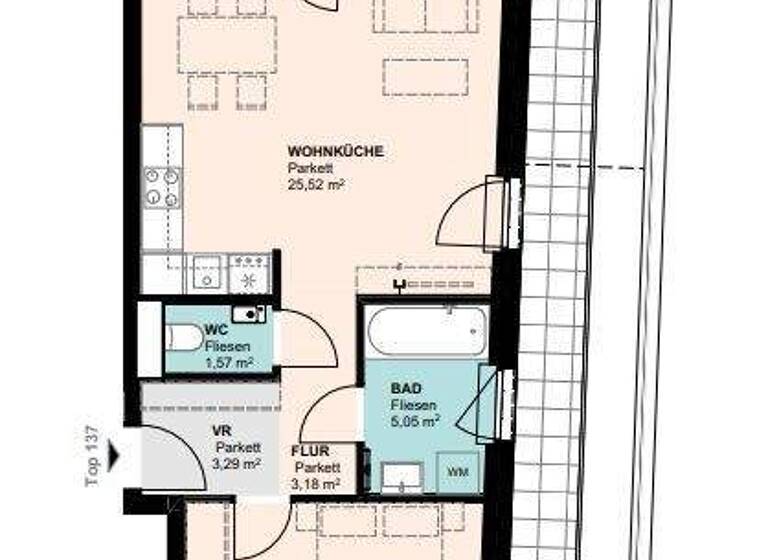 Wohnung zur Miete 829 € 2 Zimmer 51,6 m² Wien 1230