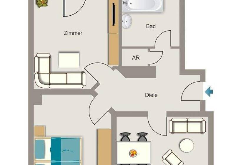 Wohnung zur Miete nur mit Wohnberechtigungsschein 317 € 2,5 Zimmer 60,2 m² 2. Geschoss Uhlandstraße 50 Obermarxloh Duisburg 47166