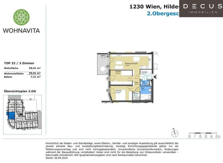 Wohnung zur Miete 906 € 3 Zimmer 59,9 m² 2. Geschoss Wien 1230