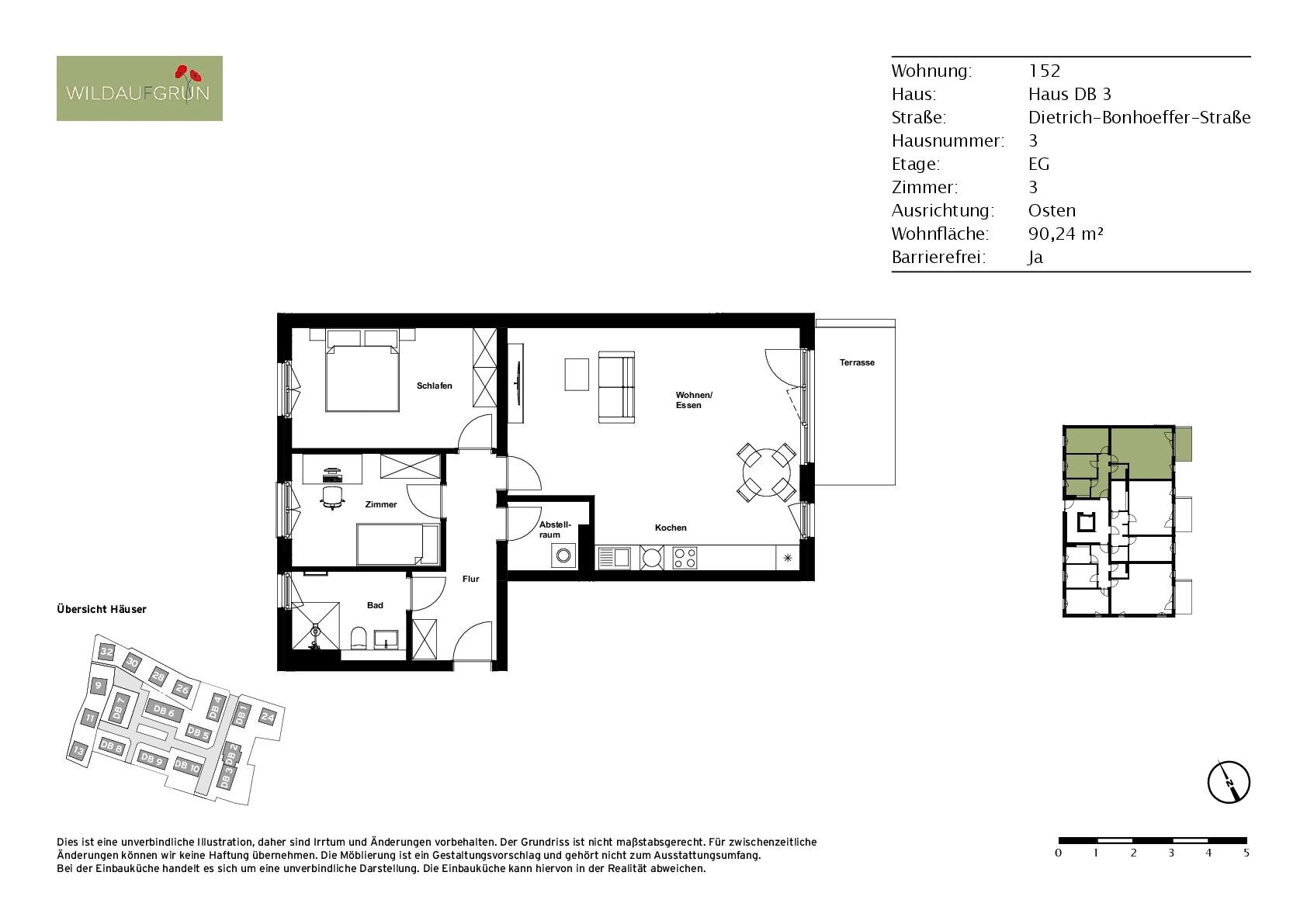 Wohnung zur Miete 1.300 € 3 Zimmer 90,2 m²<br/>Wohnfläche EG<br/>Geschoss 01.02.2025<br/>Verfügbarkeit Dietrich-Bonhoeffer-Straße 3 Wildau 15745