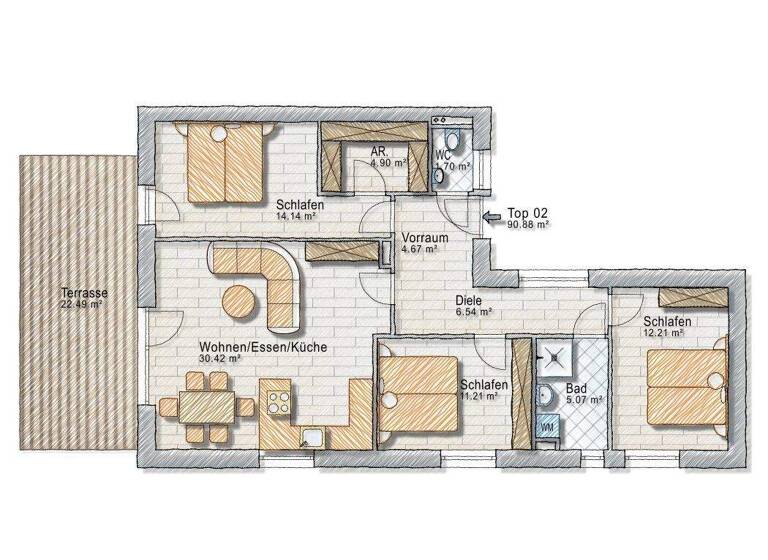 Wohnung zum Kauf - Erstbezug provisionsfrei 465.000 € 4 Zimmer 90,9 m² EG frei ab 01.09.2027 Liebenau Graz,07.Bez.:Liebenau 8041