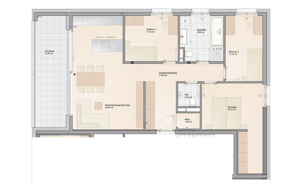 Terrassenwohnung zum Kauf provisionsfrei 649.000 € 4 Zimmer 88,7 m²<br/>Wohnfläche 1.<br/>Geschoss Fendweg 8 und 8a Altach 6844