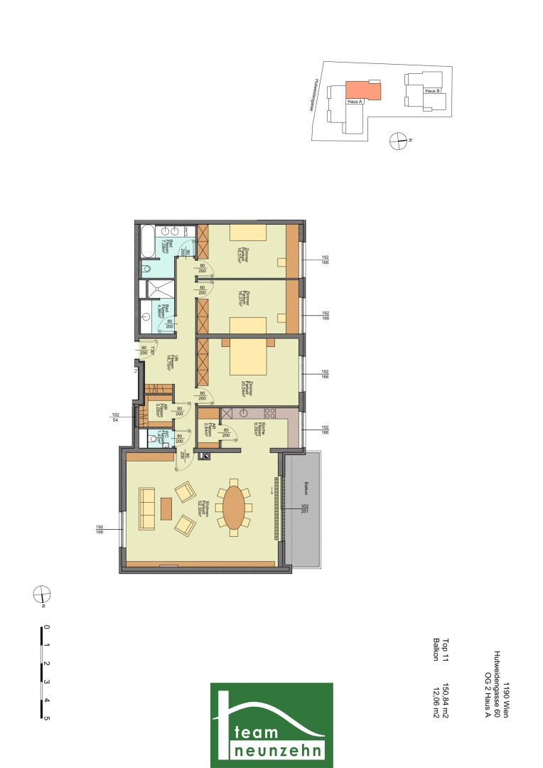 Wohnung zur Miete 2.672 € 4 Zimmer 150,1 m²<br/>Wohnfläche 2.<br/>Geschoss Hutweidengasse 60A Wien 1190