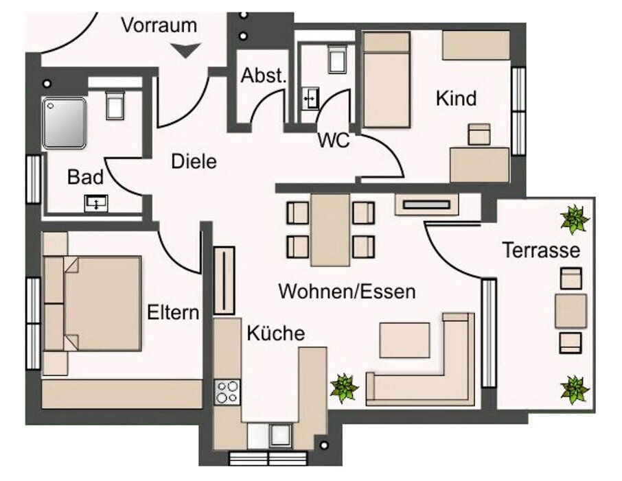 Wohnung zum Kauf 350.300 € 3 Zimmer 63,7 m²<br/>Wohnfläche EG<br/>Geschoss Gundelsheim Gundelsheim / Höchstberg 74831