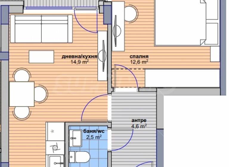 Wohnung zum Kauf 158.947 € 2 Zimmer 59 m² Sofia