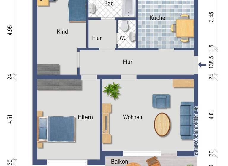 Wohnung zum Kauf 175.000 € 3,5 Zimmer 79,1 m² 1. Geschoss Herten Rheinfelden (Baden) 79618