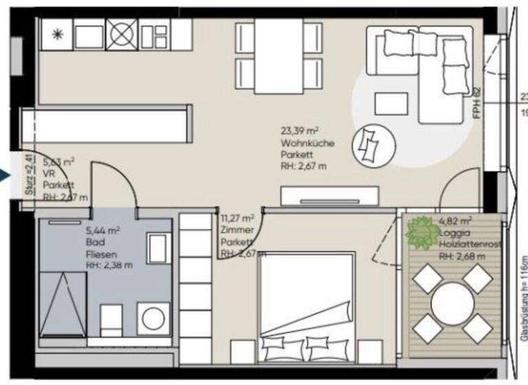 Wohnung zur Miete - Erstbezug 1.299 € 2 Zimmer 45,7 m² Wien 1220