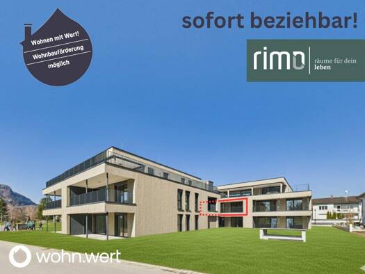 Terrassenwohnung zum Kauf - Erstbezug 510.000 € 3 Zimmer 71 m² 1. Geschoss Kneippgasse 43 + 45 Götzis 6840