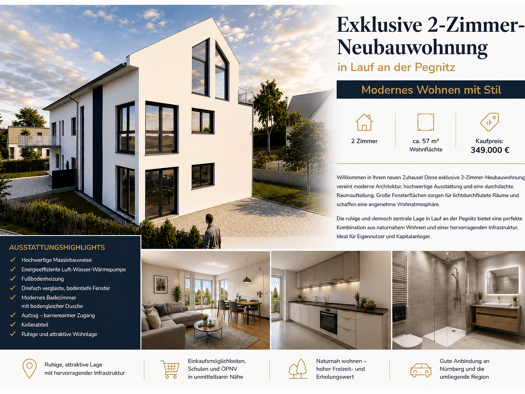 Wohnung zum Kauf 299.000 € 2 Zimmer 57 m² 1. Geschoss Kuhnhof Lauf an der Pegnitz 91207