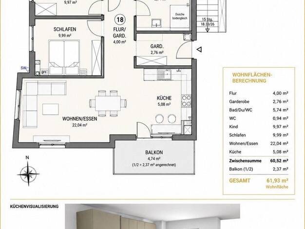 Wohnung zur Miete 1.100 € 3 Zimmer 62 m² 1. Geschoss Hans-Doll-Straße 17 Reihen Sinsheim 74889