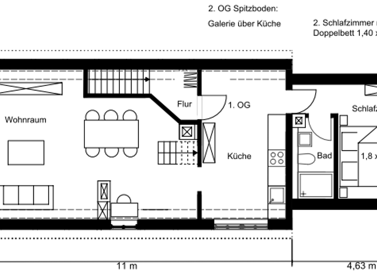 Maisonette zur Miete 900 € 2,5 Zimmer 60 m² Geschoss 2/3 frei ab sofort Borstel Jork 21635