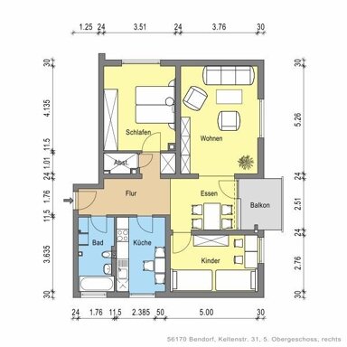 Wohnung zur Miete 630,48 € 3 Zimmer 78,8 m² 5. Geschoss frei ab 21.12.2024 Keltenstr. 31 Bendorf Bendorf 56170