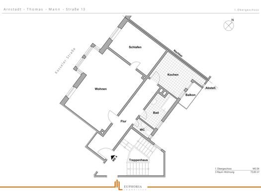 Wohnung zur Miete 630 € 2 Zimmer 73 m² 1. Geschoss frei ab sofort Arnstadt Arnstadt 99310