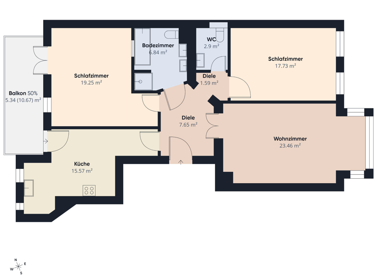 Wohnung zum Kauf 399.000 € 3 Zimmer 101 m² 3. Geschoss Göschenstraße 11 Reudnitz-Thonberg Leipzig 04317