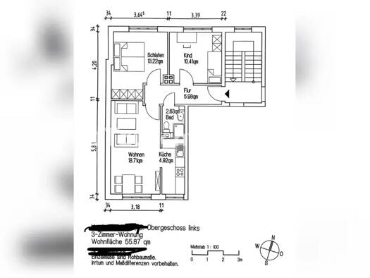 Wohnung zur Miete Tauschwohnung 565 € 3 Zimmer 56 m² 3. Geschoss Wandsbek 20359