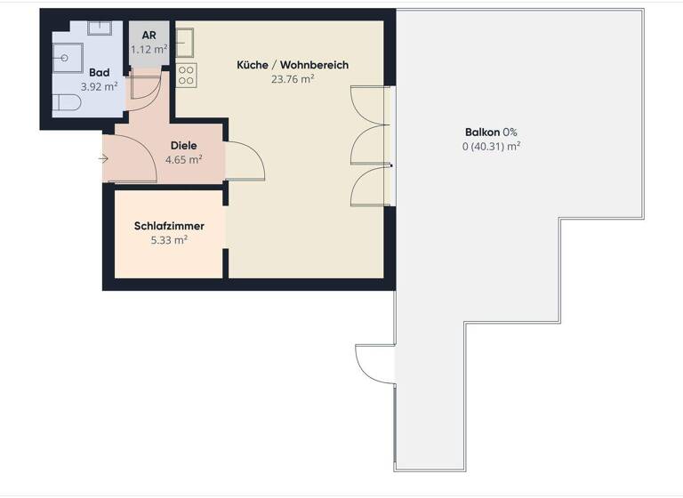 Wohnung zum Kauf 120.000 € 1,5 Zimmer 41 m² 1. Geschoss Trier-West-Pallien Trier 54294