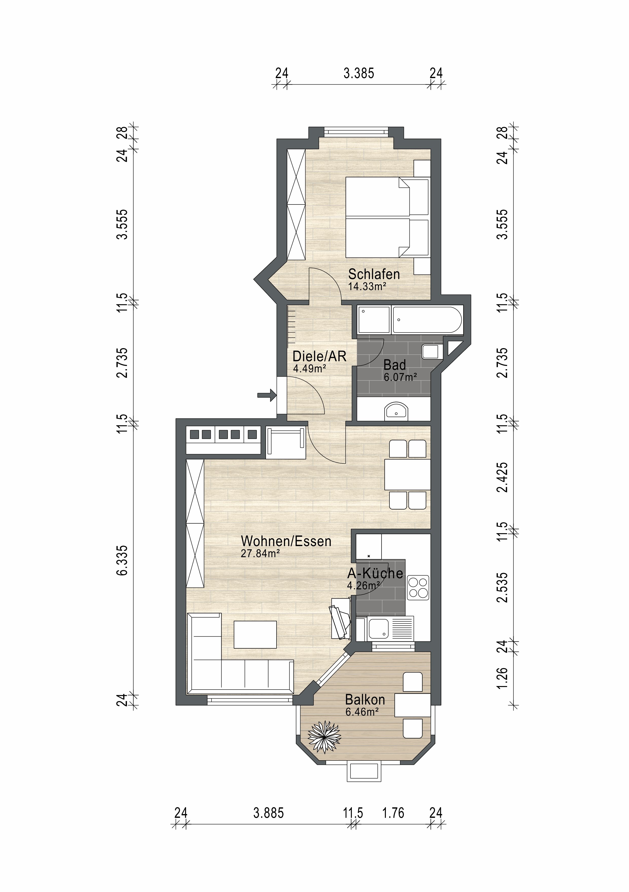 Wohnung zum Kauf 205.000 € 2 Zimmer 59 m²<br/>Wohnfläche 2.<br/>Geschoss 01.03.2025<br/>Verfügbarkeit Idstein Idstein 65510