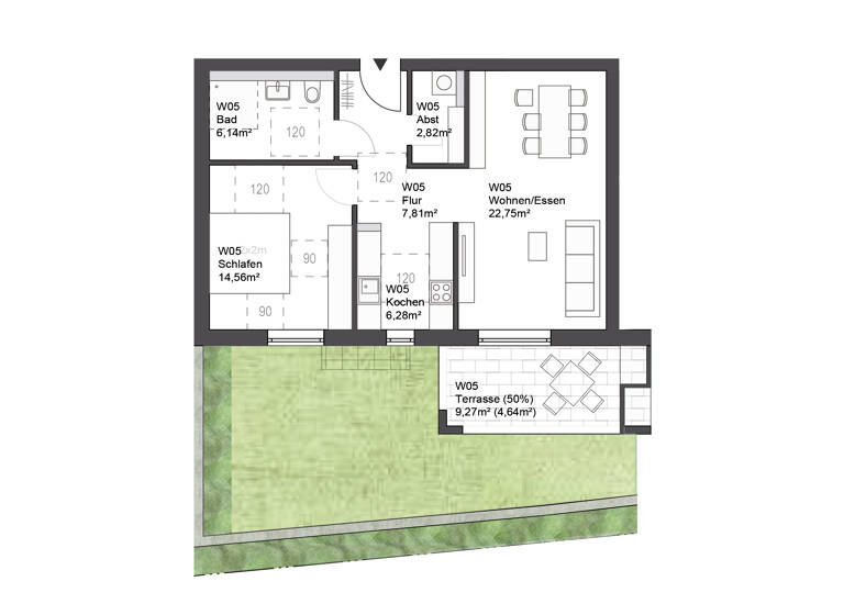 Terrassenwohnung zum Kauf provisionsfrei 2 Zimmer 65 m²<br/>Wohnfläche Dachgeschoss, EG<br/>Geschoss ab sofort<br/>Verfügbarkeit Rohrweg 4 Gögglingen Ulm 89079